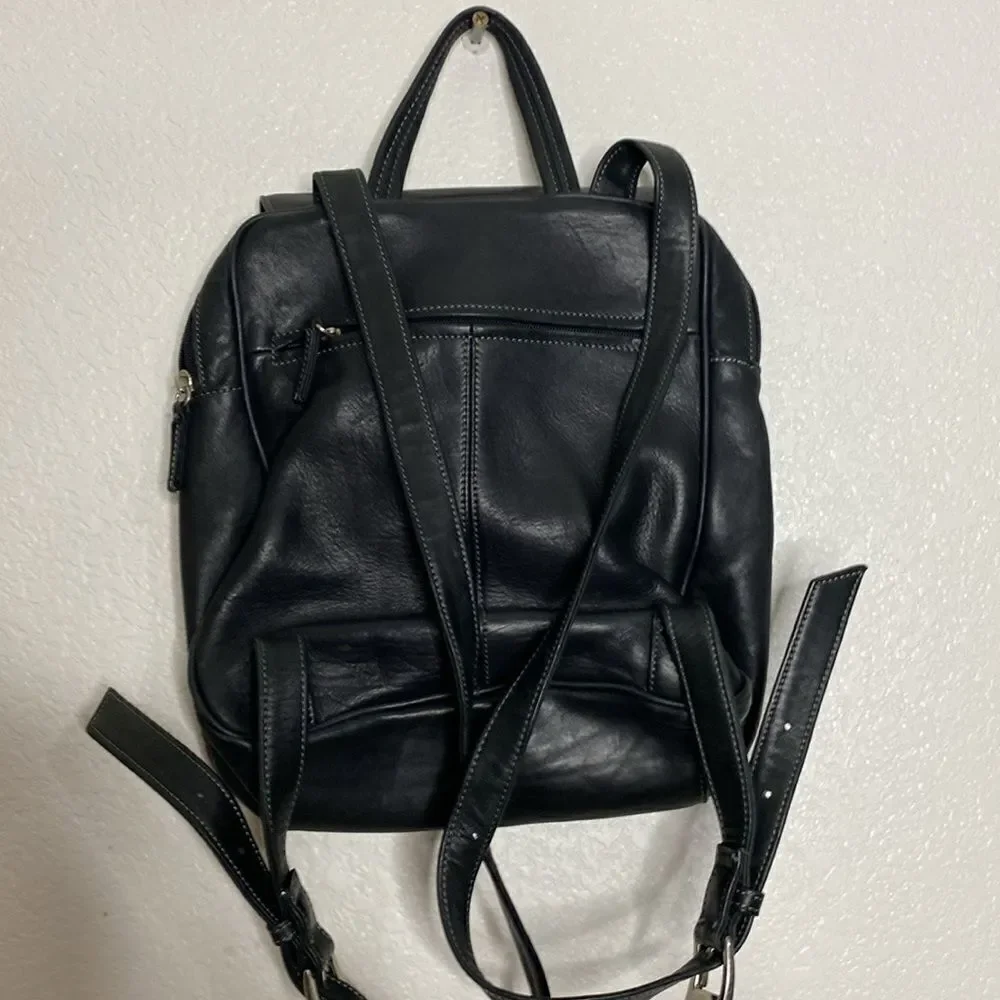 TIGNANELLO Women’s Black Leather Backpack Size 9” x 11” x 4” approximately